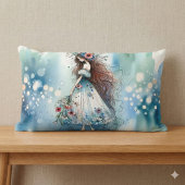 水の花の妖精Ethereal Flower Fairy in Water color Dreamsc ランバークッション