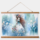 水の花の妖精Ethereal Flower Fairy in Water color Dreamsc 吊り下げ型タペストリー (正面)