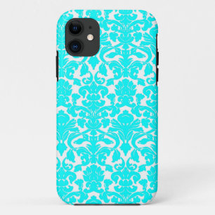 水の華美な花のダマスク織パターン iPhone 11 ケース