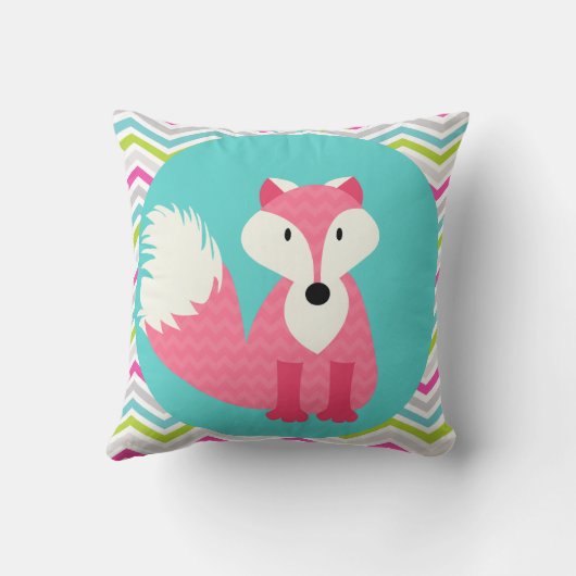水の装飾用クッションのシェブロンのピンクのキツネ クッション (裏面)
