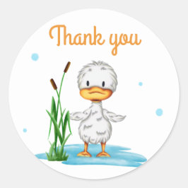 水の赤ちゃんシャワーで小さなアヒルありがとう ラウンドシール