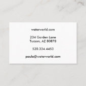 水の輝きスイミングプールサービス写真旅行 名刺 (裏面)
