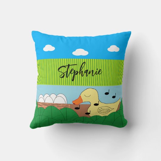 水の近くで歌う母アヒル: クッション (裏面)