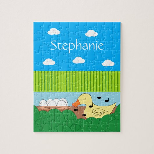 水の近くで歌う母アヒル: ジグソーパズル (縦)