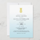 水の金ゴールドのグリッターのパイナップルブライダルシャワーカード 招待状 (正面)