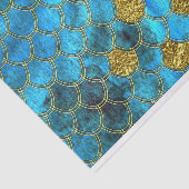 水の金ゴールドのグリッターの青い人魚のスケール 薄葉紙 (詳細)