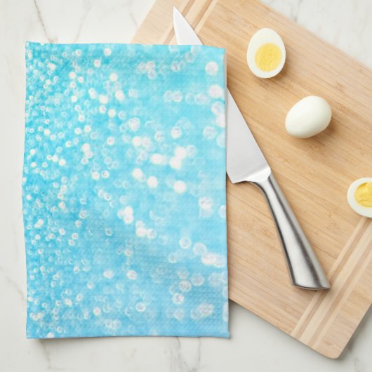 水の銀のビーチの青い夏のグリッターの勾配 キッチンタオル (四つ折り)