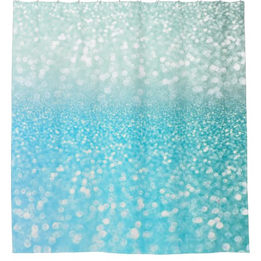 水の銀のビーチの青い夏のグリッターの勾配 シャワーカーテン (正面)