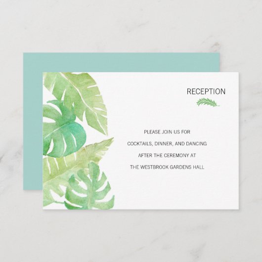水の離れ色の挿入で熱帯の 招待状 (正面/裏面)