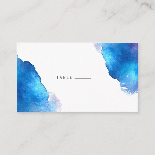 水の青いスプラッシュ結婚カラー プレイスカード (正面)