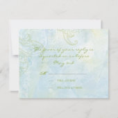 水の青いヒマワリの花の渦巻のモダンな結婚式 出欠カード (正面)