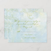 水の青いヒマワリの花の渦巻のモダンな結婚式 出欠カード (正面/裏面)