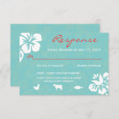 水の青いビーチによってはRSVPの応答カードが開花します 出欠カード (正面/裏面)