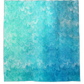 水の青い光沢がある海の貝の人魚の魚スケール シャワーカーテン (正面)