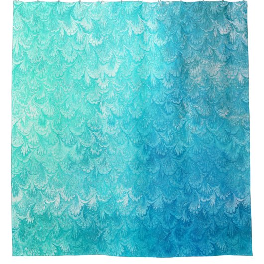 水の青い光沢がある海の貝の人魚の魚スケール シャワーカーテン (正面)