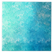 水の青い光沢がある海の貝の人魚の魚スケール タイル (正面)