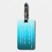 水の青い勾配のモノグラムへのシンプルな黒 ラゲッジタグ (裏面縦)