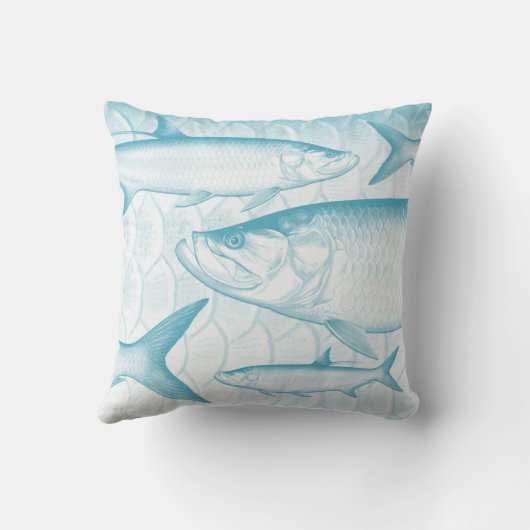 水の青い大西洋のターポンの装飾用クッション クッション (裏面)