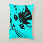 水の青い子猫猫の顔 アクセントクッション (裏面(縦))