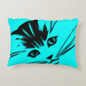 水の青い子猫猫の顔 アクセントクッション (裏面)