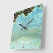 水の青い瑪瑙のGeodeの宝石用原石の水晶パターン スクエア壁時計 (傾斜)