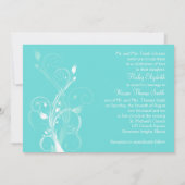 水の青および白い花の結婚式招待状 招待状 (裏面)