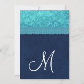 水の青およびA001を結婚する海軍ダマスク織 招待状 (裏面)