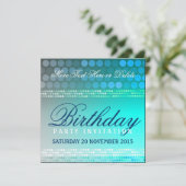 水の青くファンキーなダンスパーティーの誕生日の招待状 招待状 (スタンド正面)