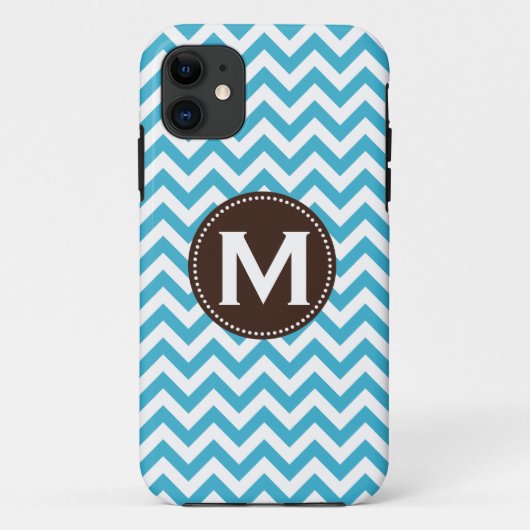 水の青く白いモノグラムのシェブロンパターン Case-Mate iPhoneケース (裏面)