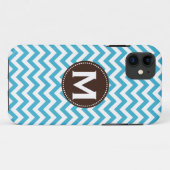 水の青く白いモノグラムのシェブロンパターン Case-Mate iPhoneケース (裏面(横))