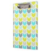 水の青く黄色い灰色の幾何学的なシェブロンパターン クリップボード (左)