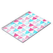 水の青く、ピンクの三角形の幾何学的なパターン ノートブック (左側)