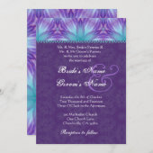 水の青く、王室のな紫色紫色の結婚V2 招待状 (正面/裏面)