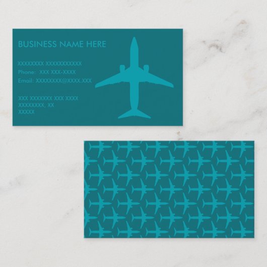 水の青の写実的な飛行機 名刺 (正面/裏面)