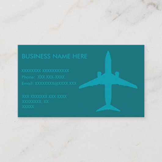水の青の写実的な飛行機 名刺 (正面)
