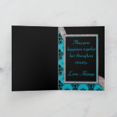 水の青及び黒いダマスク織の宝石の輝き カード (内部)