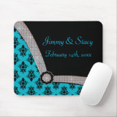 水の青及び黒いダマスク織の宝石の輝き マウスパッド (マウス)