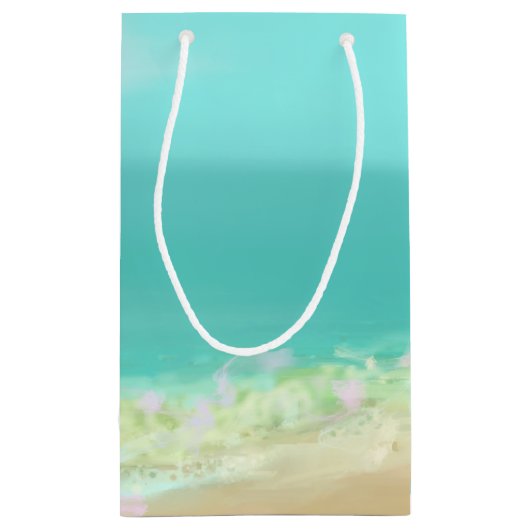 水の青海原か絵を描かれたビーチの海岸 スモールペーパーバッグ (裏面)
