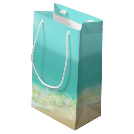 水の青海原か絵を描かれたビーチの海岸 スモールペーパーバッグ (裏面アングル)