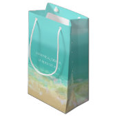 水の青海原か絵を描かれたビーチの海岸 スモールペーパーバッグ (正面アングル)