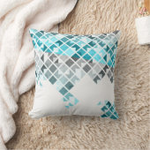 水の青、灰色及び白く幾何学的なパターン クッション (ブランケット)