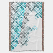 水の青、灰色及び白く幾何学的なパターン スローブランケット (正面縦)