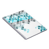 水の青、灰色及び白く幾何学的なパターン ノートブック (右側)