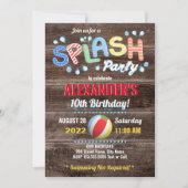 水の飛沫 キッズ サマー パーティ 招待状 (正面)