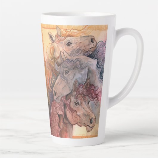 水の馬の群れを持つ1つ カフェラテマグ (右)