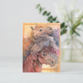 水の馬の群れを持つ1つ ポストカード (スタンド正面)