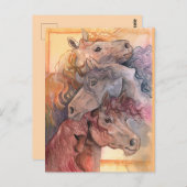 水の馬の群れを持つ1つ ポストカード (正面/裏面)