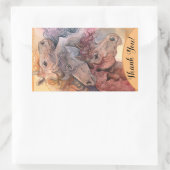 水の馬の群れを持つ1つ 長方形シール (バッグ)