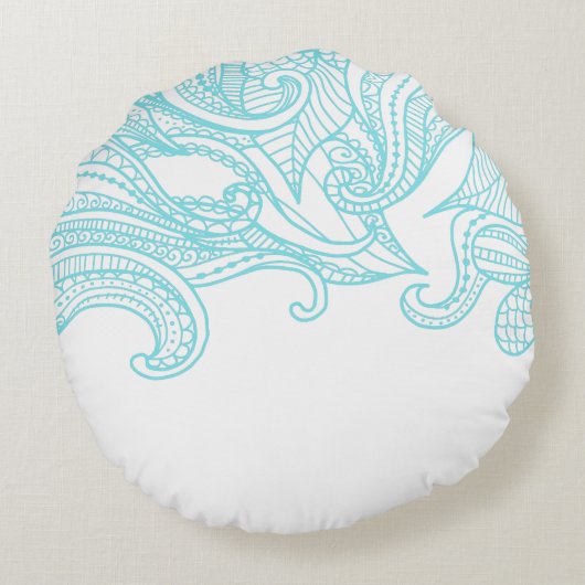水のBohoのスタイルの円形の枕 ラウンドクッション (裏面)
