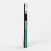 水のTurqoiseのモノグラムの花のグリッターパターン Case-Mate iPhoneケース (裏面/右)